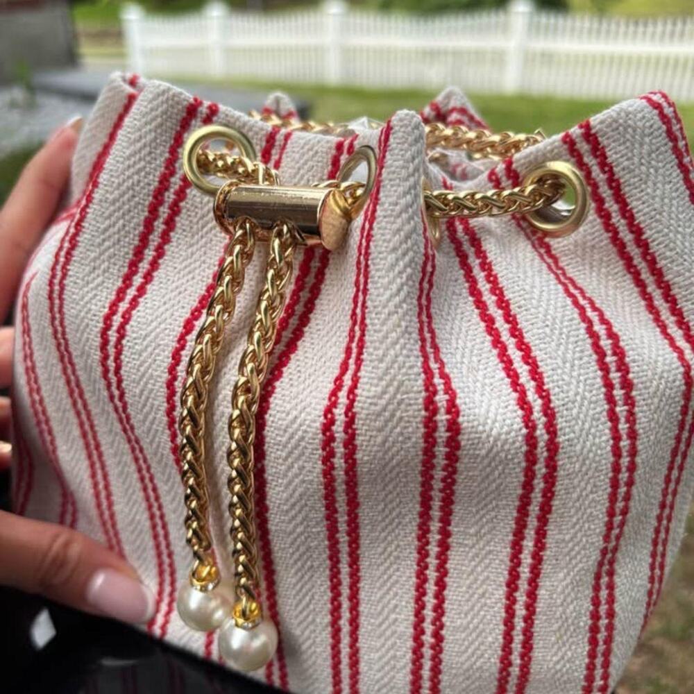 Red striped mini shoulder bag - Picture 4 of 4